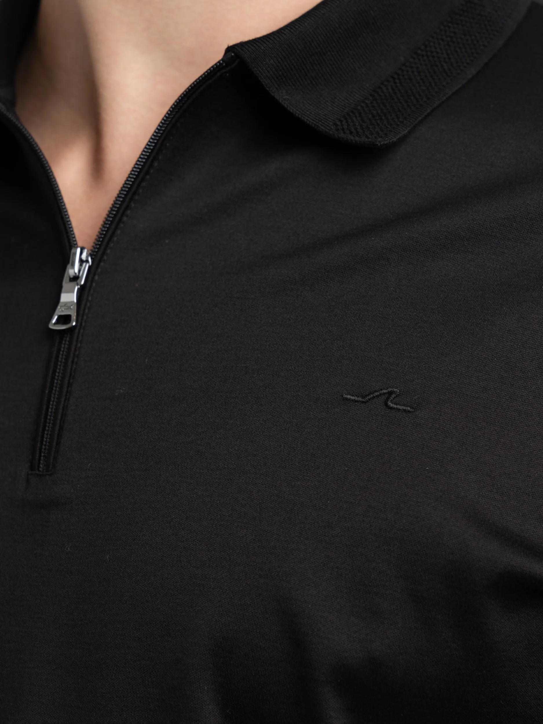 Black Aqua Interlock Cotton Polo Shirt