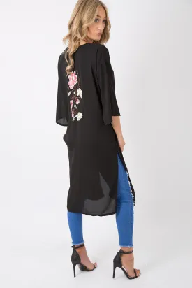 Black Embroidered Kimono - Regan