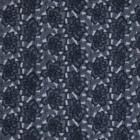 Black Laser Cut Florals and Leaves on Organza Fabric