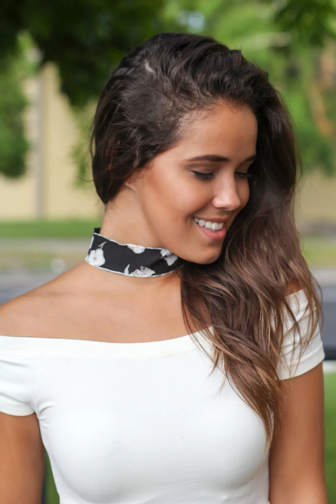 Black Rose Printed Choker