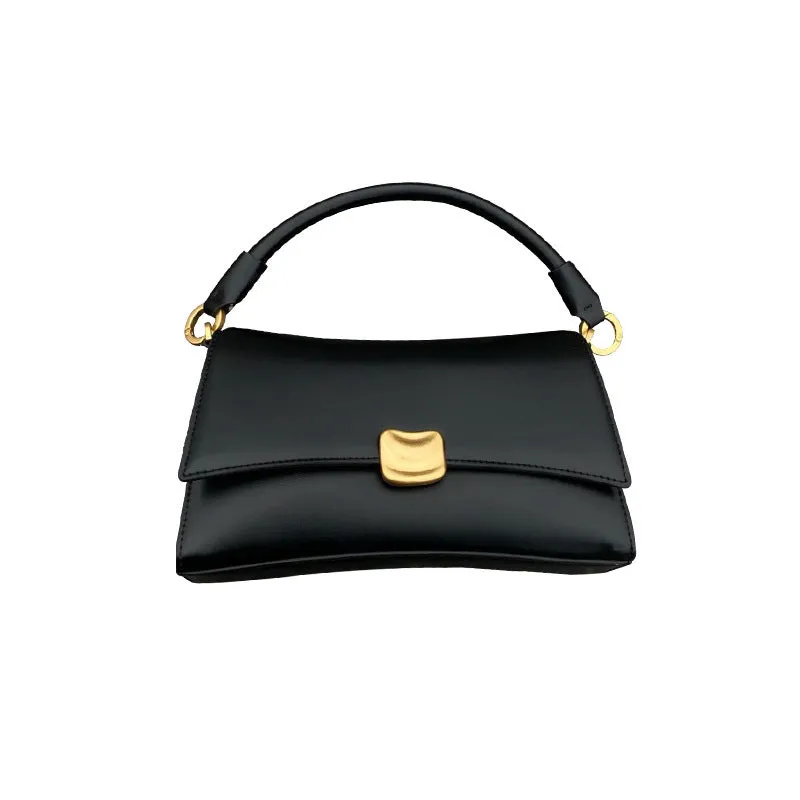 Black Underarm Baguette Bag – Versatile Portable Crossbody Handbag