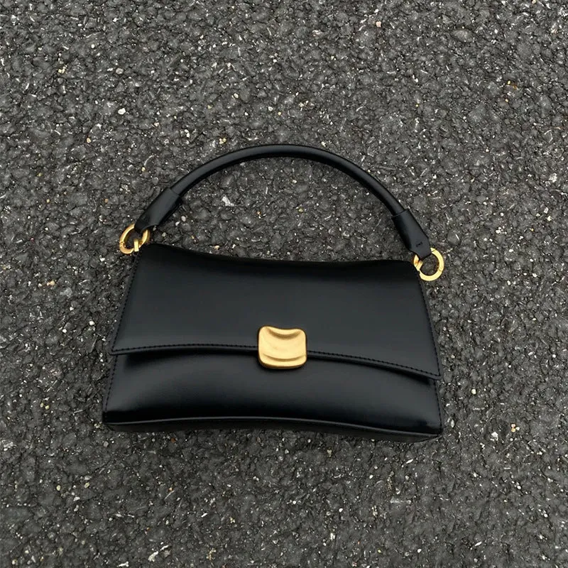 Black Underarm Baguette Bag – Versatile Portable Crossbody Handbag