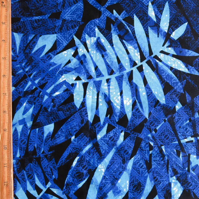 Blue Inked Ferns Nylon Spandex Swimsuit Fabric