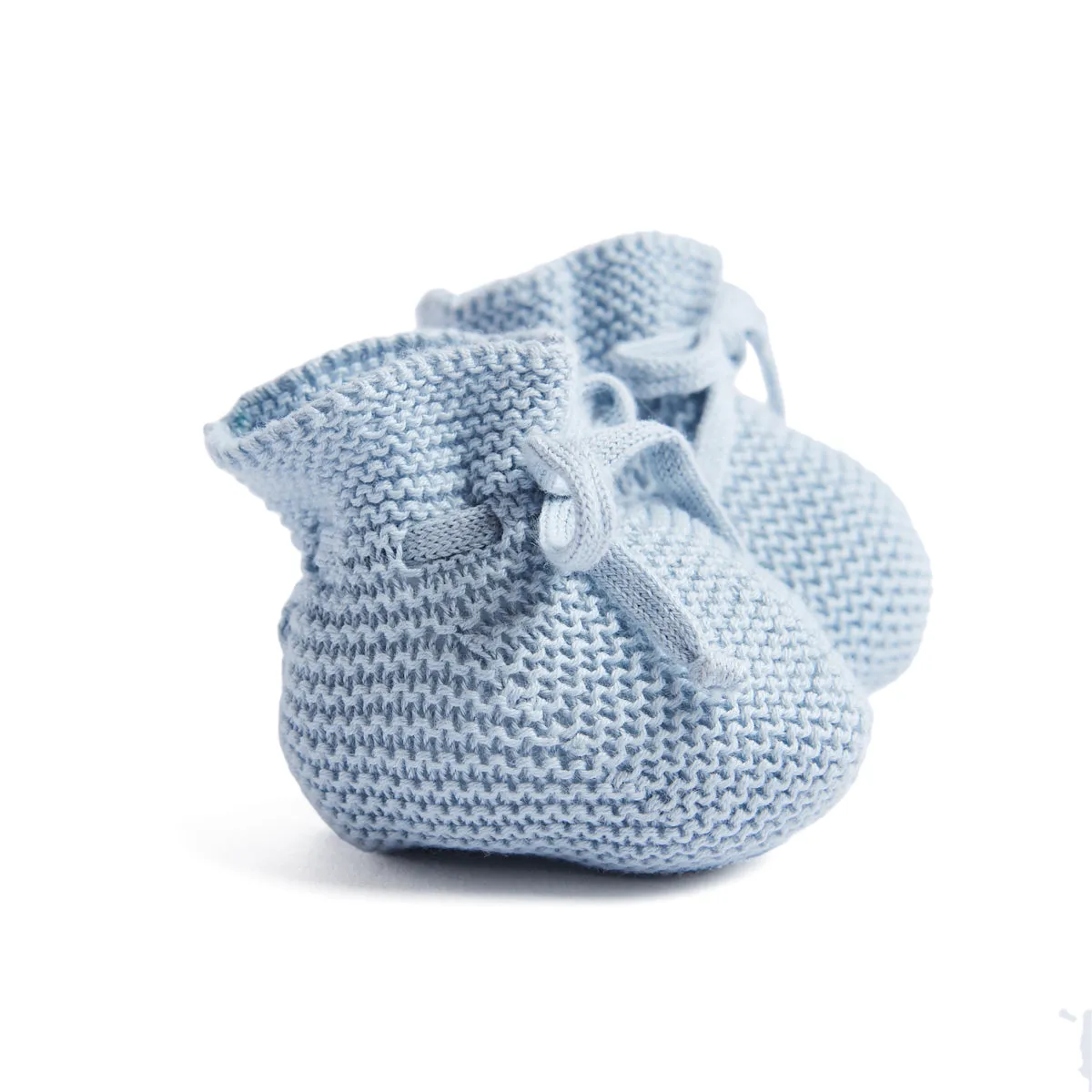 Blue Knitted Cotton Booties