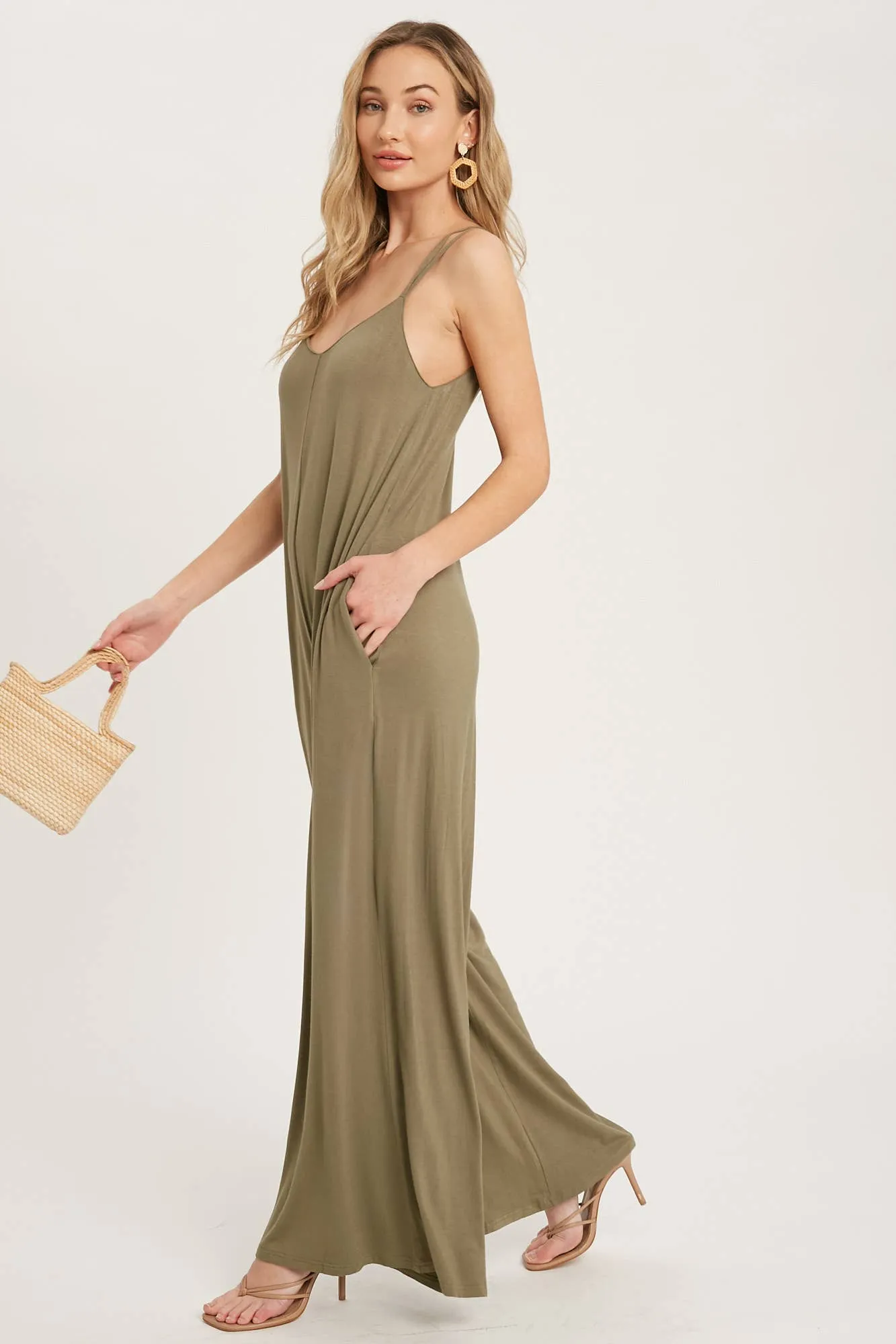 BLUIVY CRISS-CROSS BACK WIDE LEG JUMPSUIT