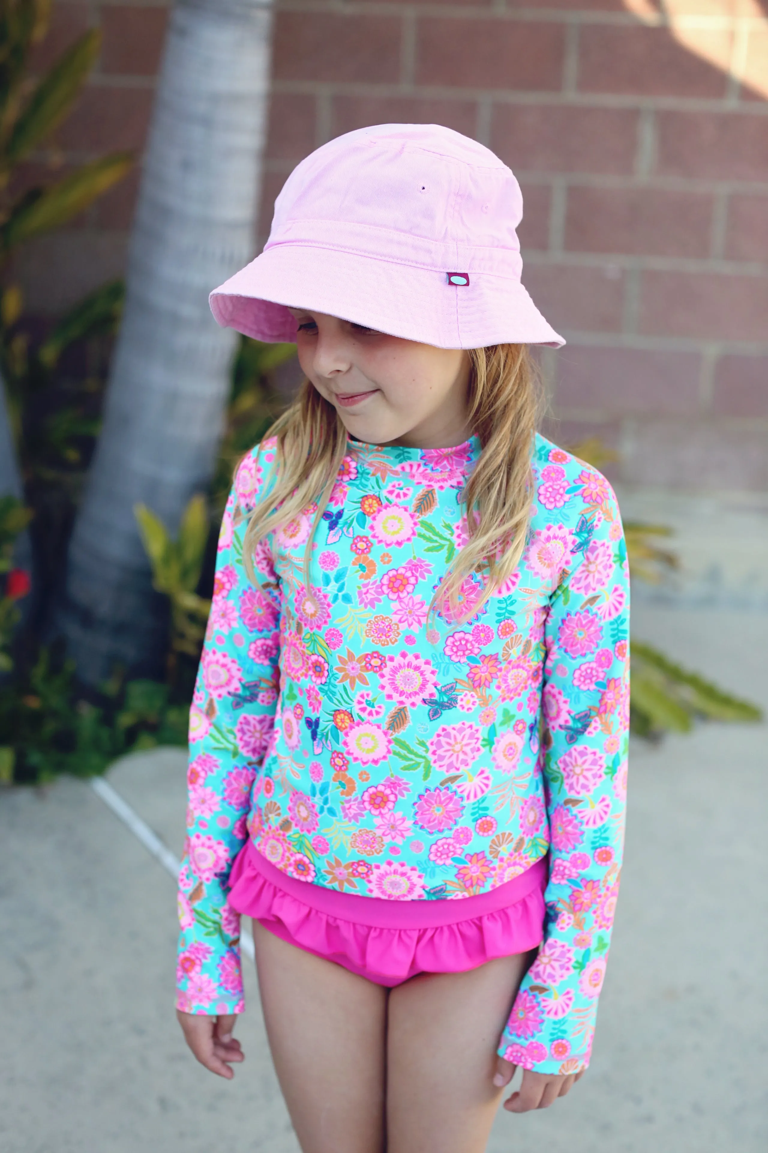 Boys and Girls 100% Cotton Twill UPF 50  Wharf Hat | Medium Pink (Dyed & Finished in USA*)