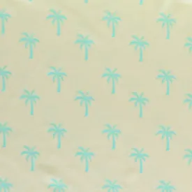 Bright Blue Palms on Light Yellow Poly Spandex Swimsuit Fabric