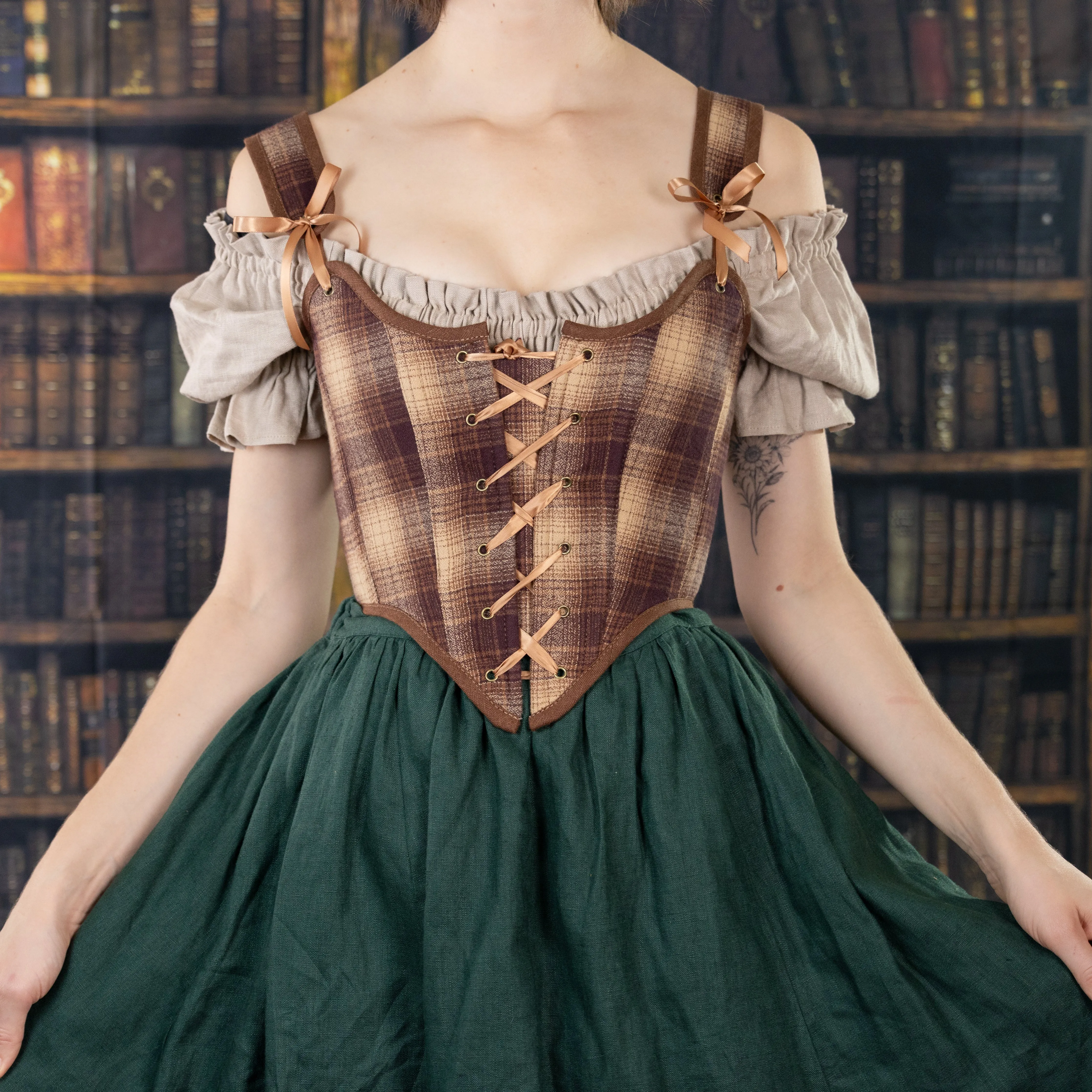 Brown Plaid Flannel Renaissance Bodice