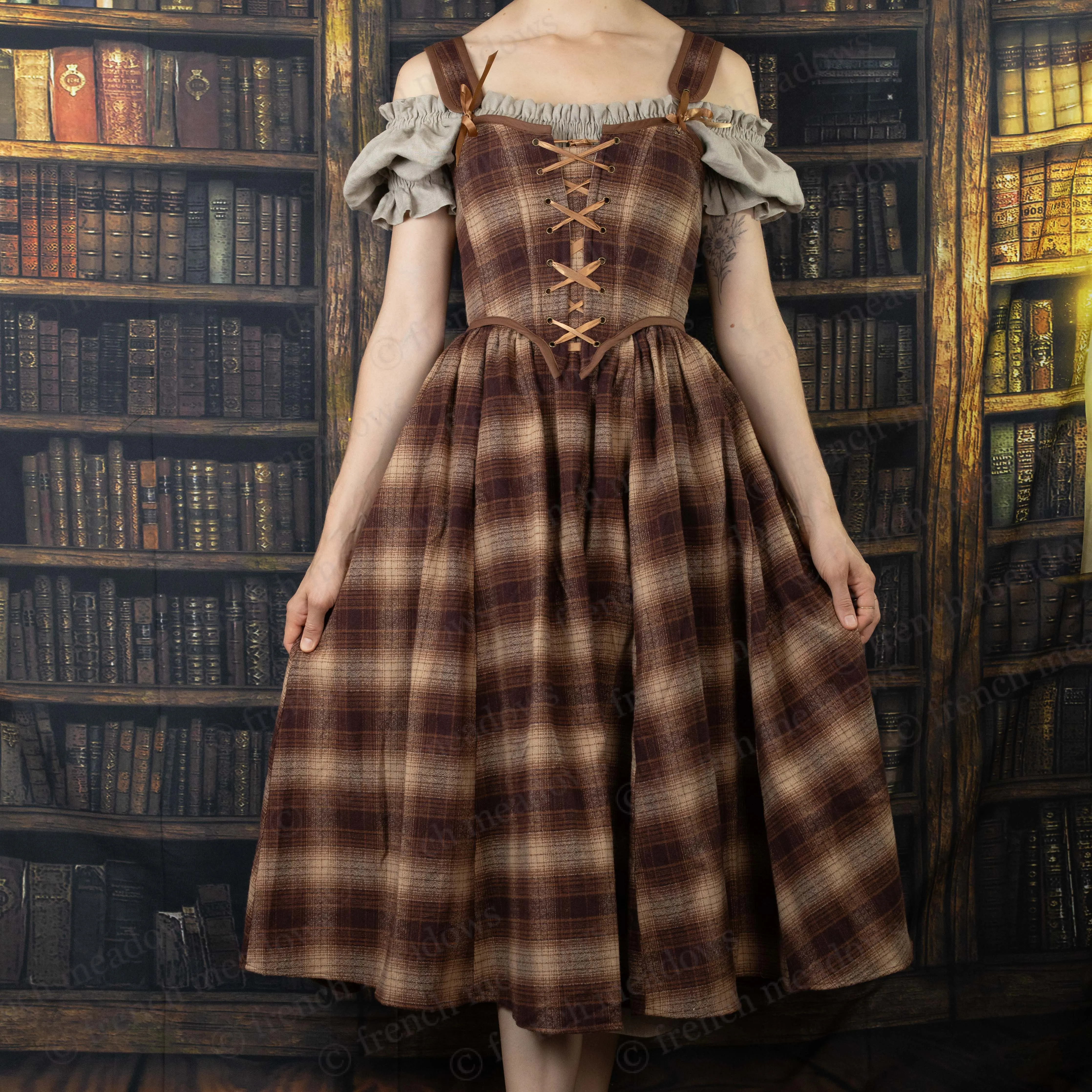 Brown Plaid Flannel Renaissance Bodice
