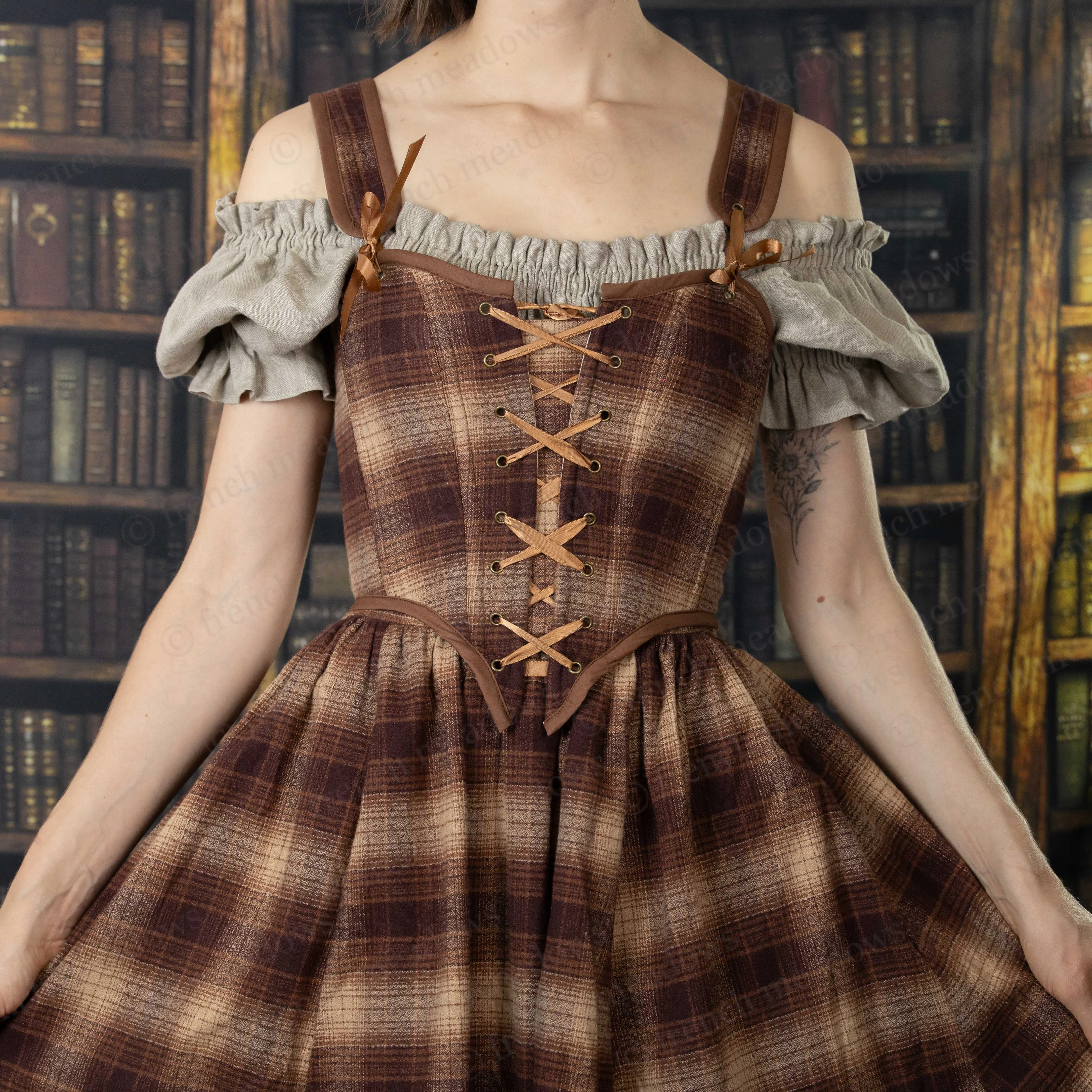 Brown Plaid Flannel Renaissance Bodice