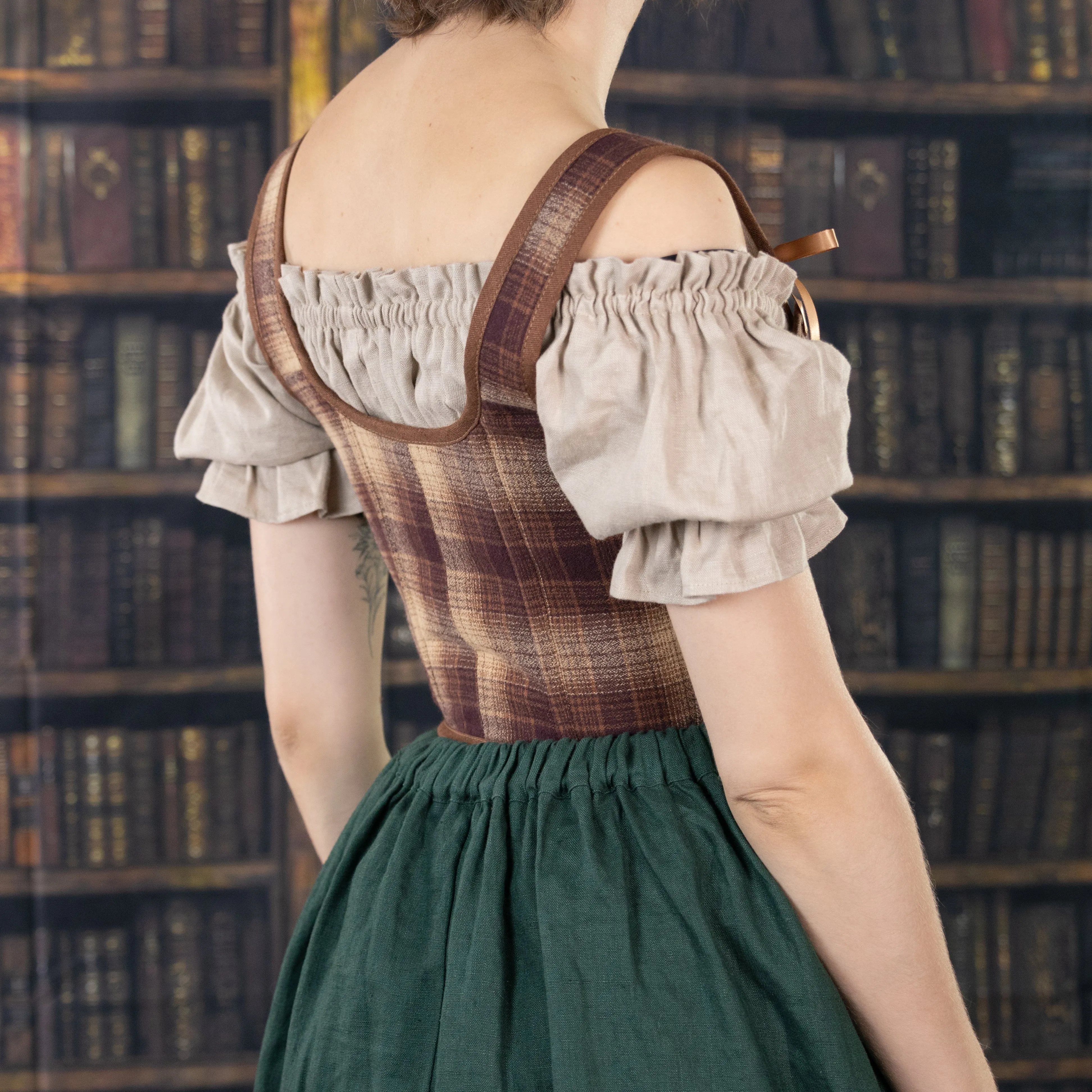 Brown Plaid Flannel Renaissance Bodice