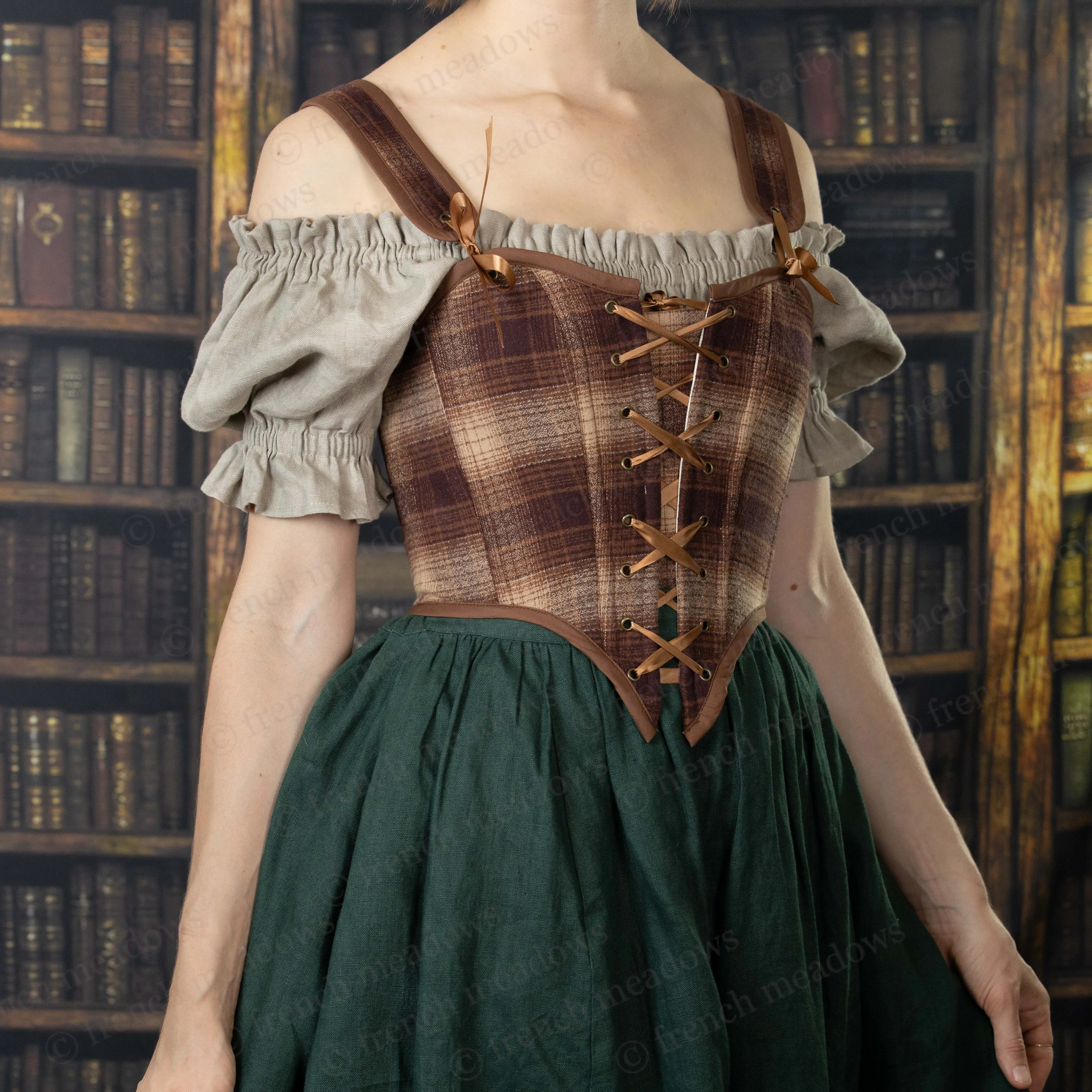 Brown Plaid Flannel Renaissance Bodice