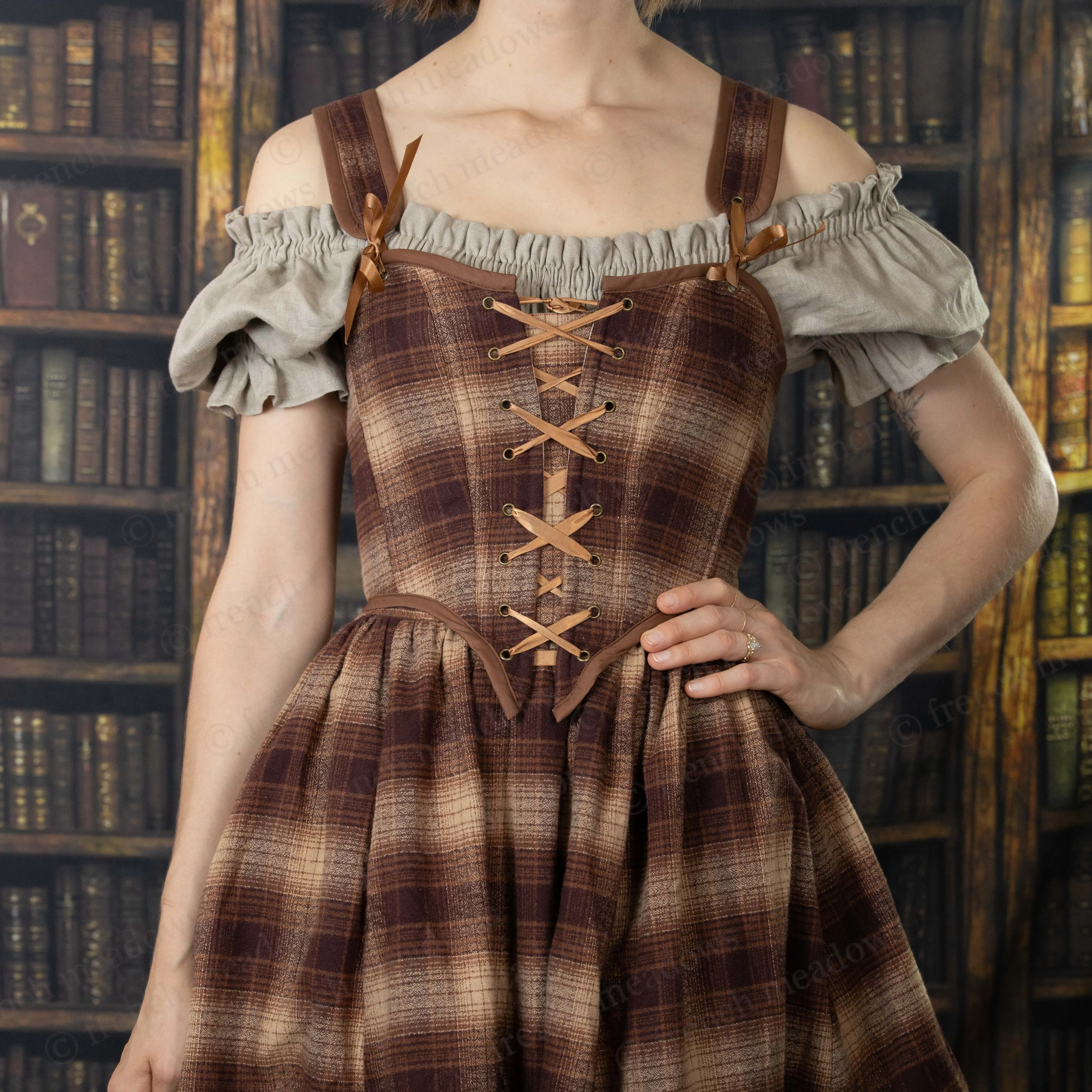 Brown Plaid Flannel Renaissance Bodice
