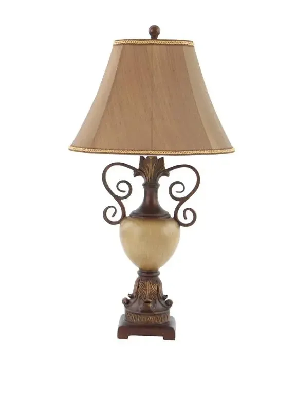 Brown Polystone Rustic Table Lamp
