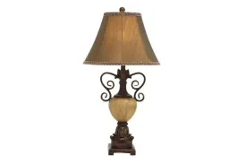Brown Polystone Rustic Table Lamp