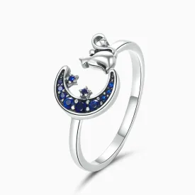 Cat And Blue Moon Ring