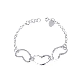 Cathleen Open Chained Heart 925 Sterling Silver Bracelet