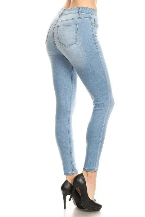 Classic High Waisted Light Wash Ankle Cropped Skinny Jeans
