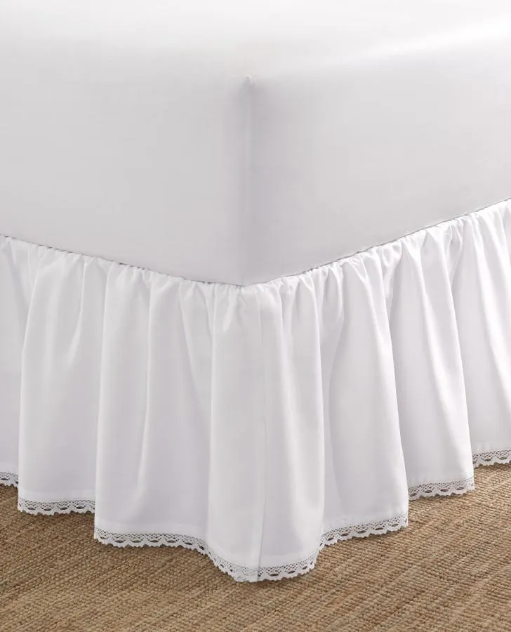 Crochet Ruffle White Bedskirt