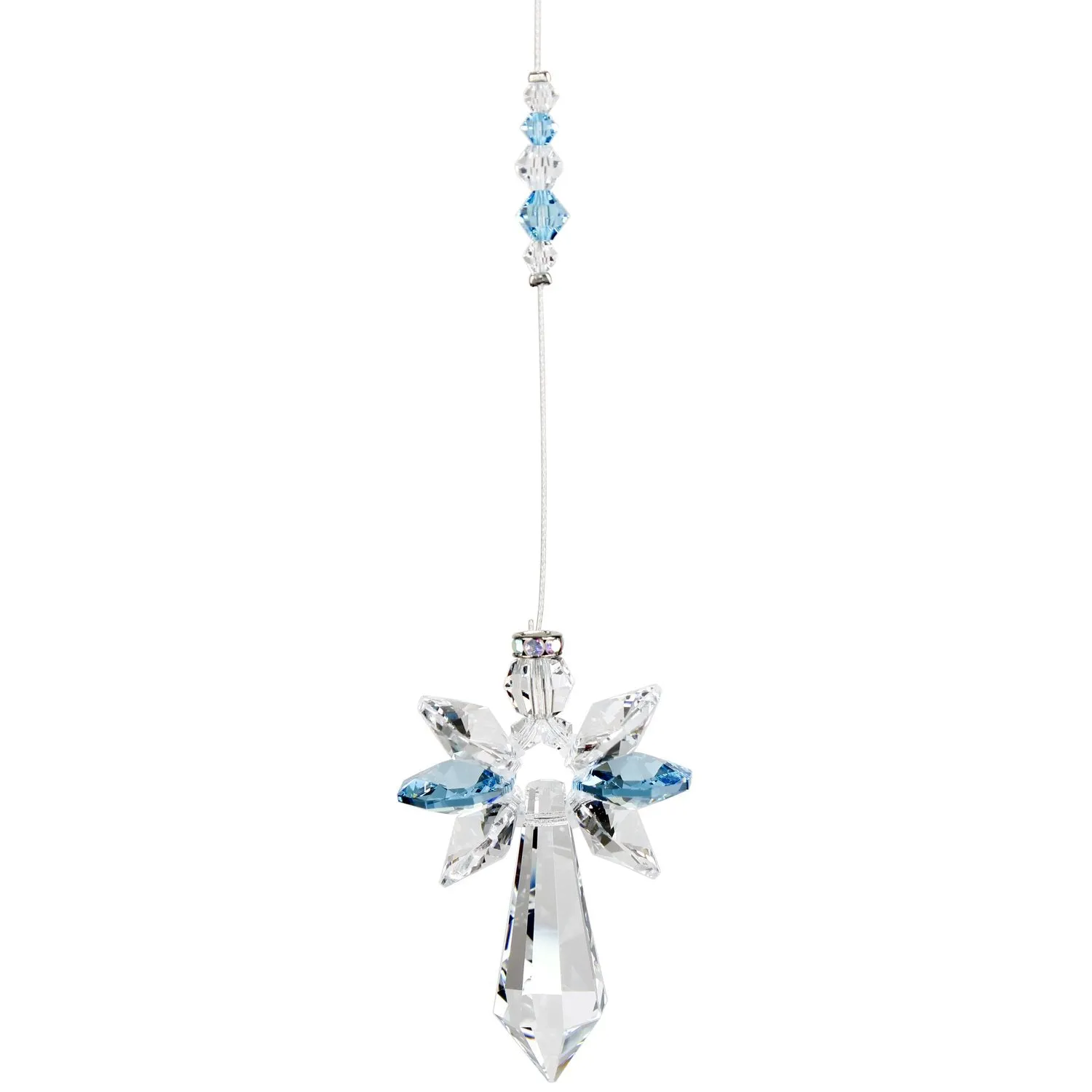 Crystal Guardian Angel Suncatcher - Large, Aquamarine