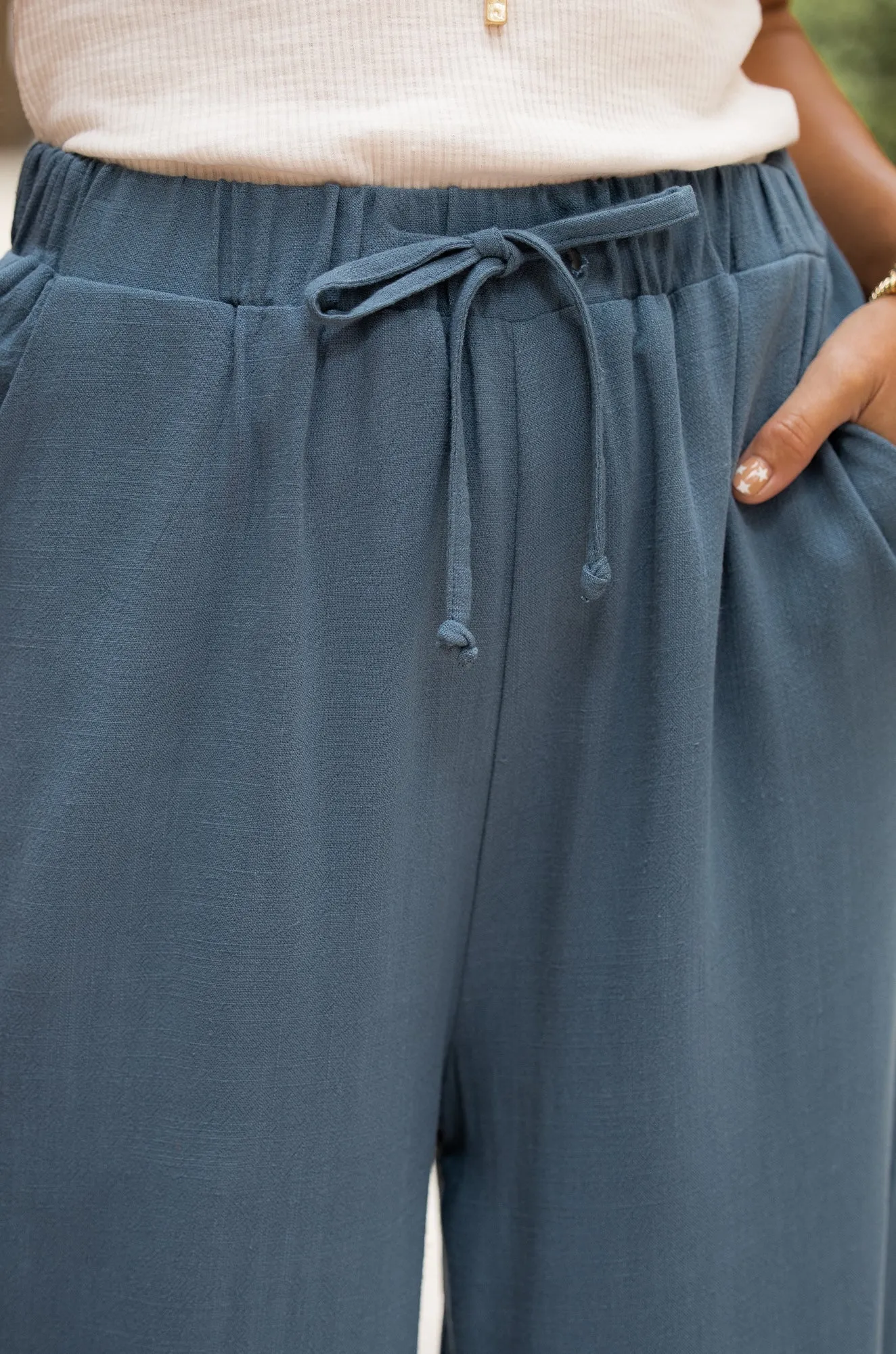 Dark Teal Turks Tiered Wide Leg