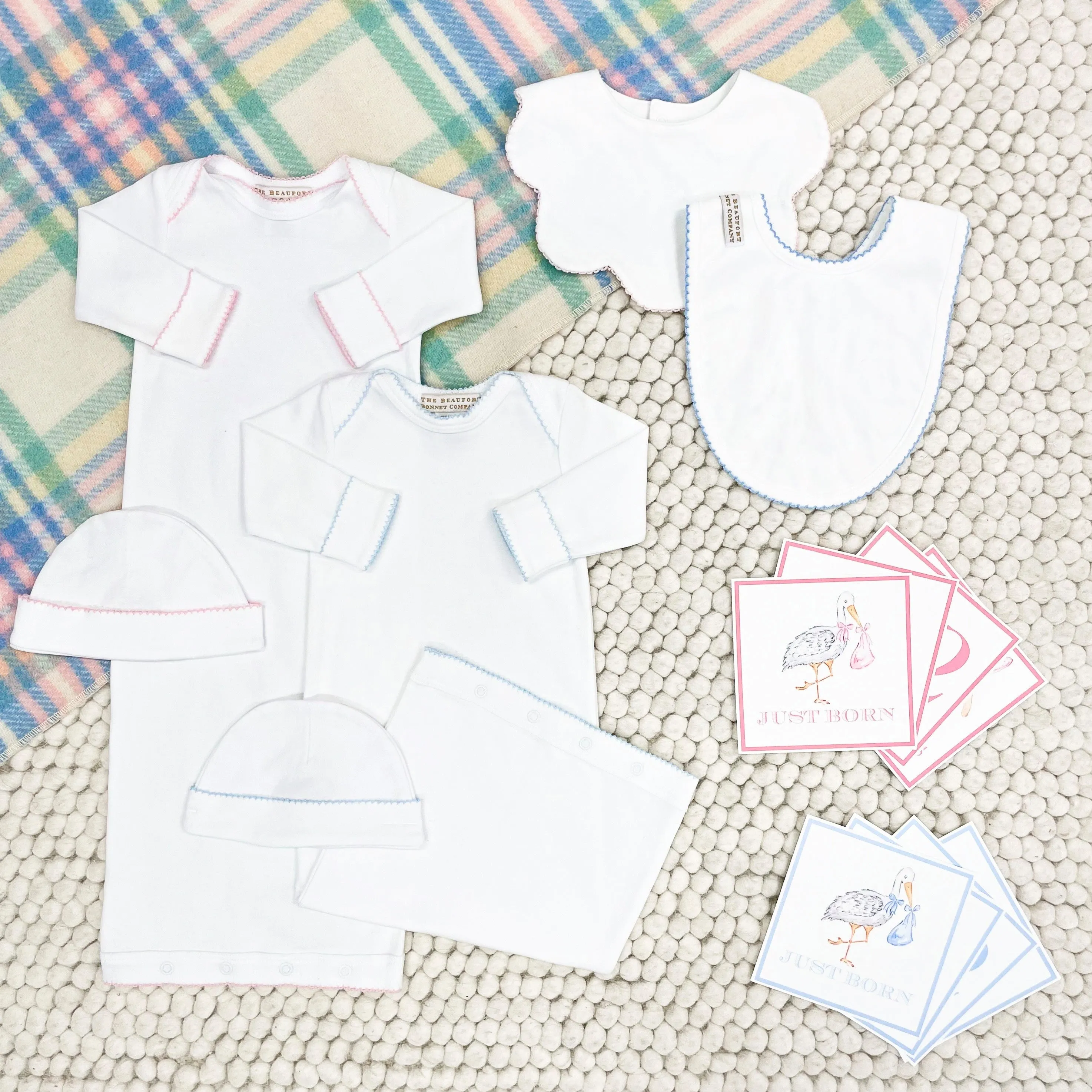 Darling Debut Set (with snaps) - Worth Avenue White with Buckhead Blue