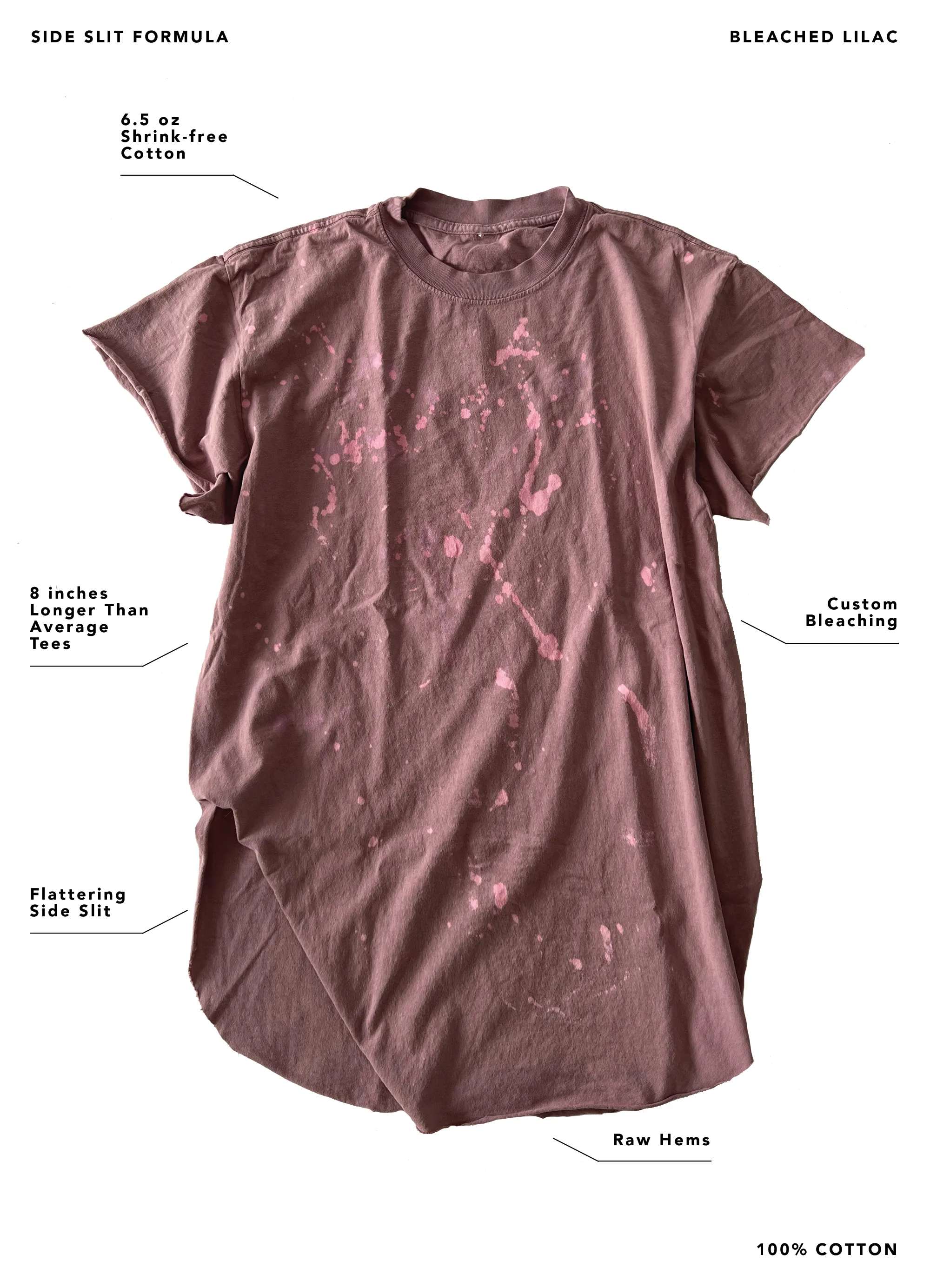DAYDRINK BELIEVER BLEACHED OUT SIDE SLIT TEE