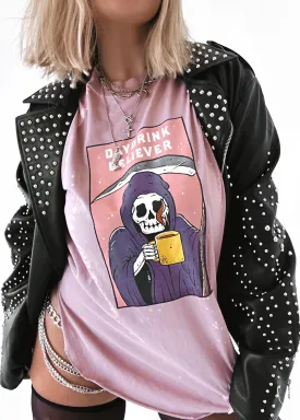 DAYDRINK BELIEVER BLEACHED OUT SIDE SLIT TEE