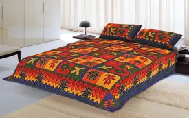 Designer Mart Kantha Work Embroidered Double Bed sheet with two pillow covers