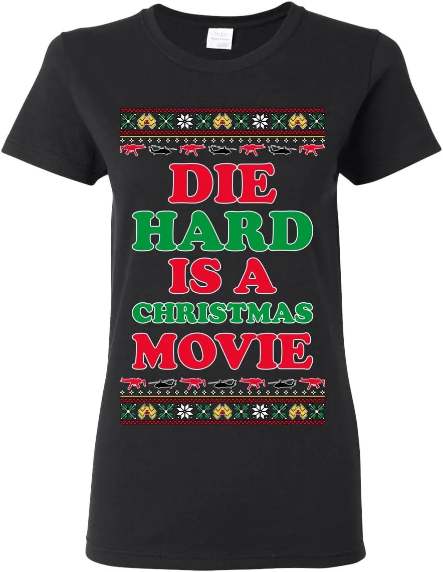 Die Hard is a Christmas Movie Classic McClane Nakatomi Ugly Christmas Womens Graphic T-Shirt