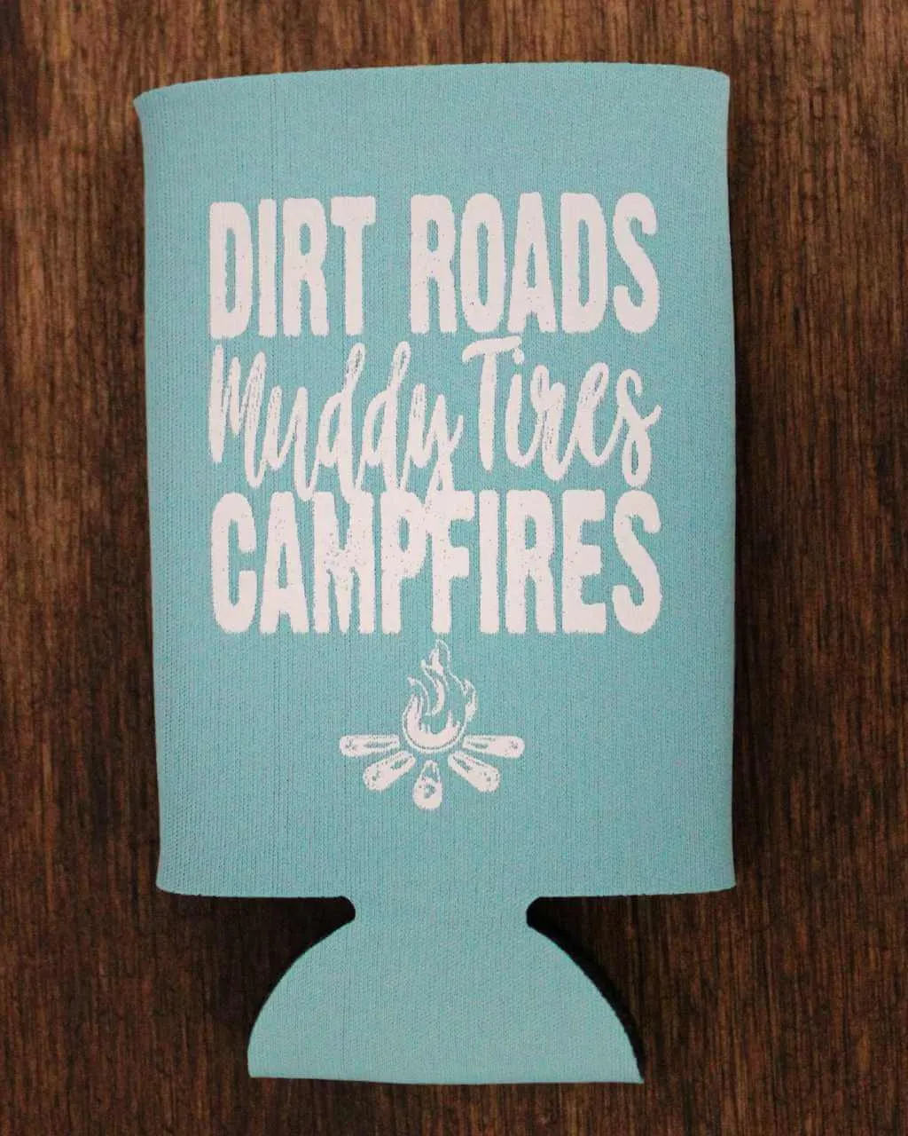 Dirt Roads Slim Can Koozie - Turquoise