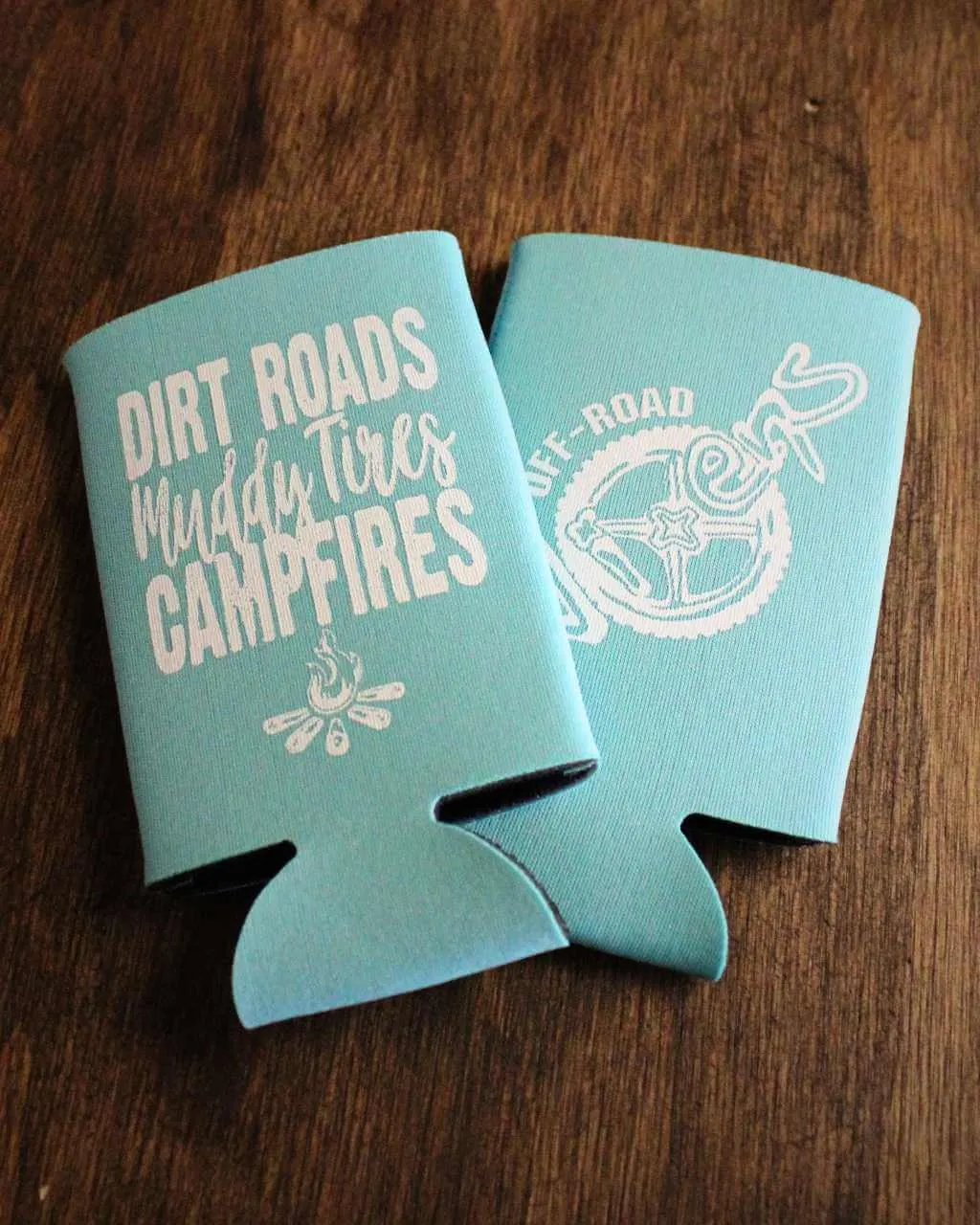 Dirt Roads Slim Can Koozie - Turquoise