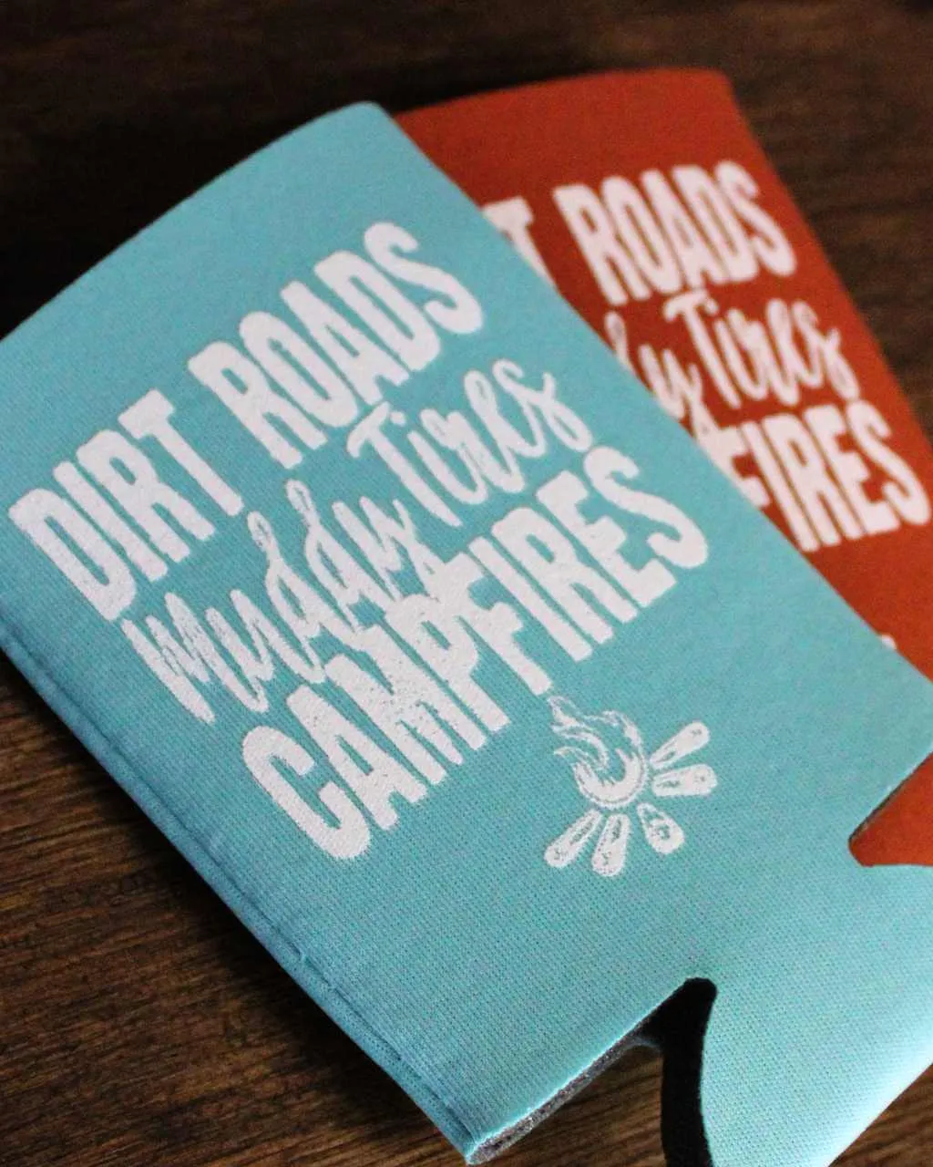 Dirt Roads Slim Can Koozie - Turquoise