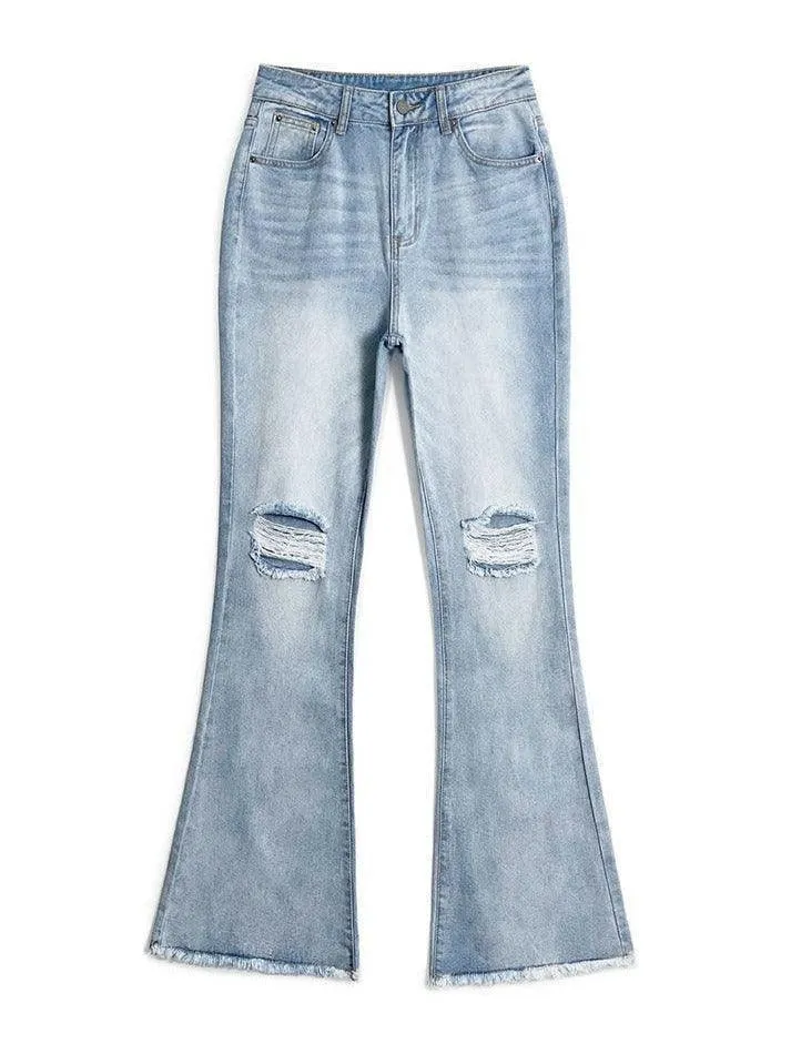 Distressed High Waist Ripped Jeans