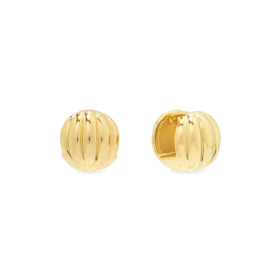Dome Ripple Gold 11mm Earrings