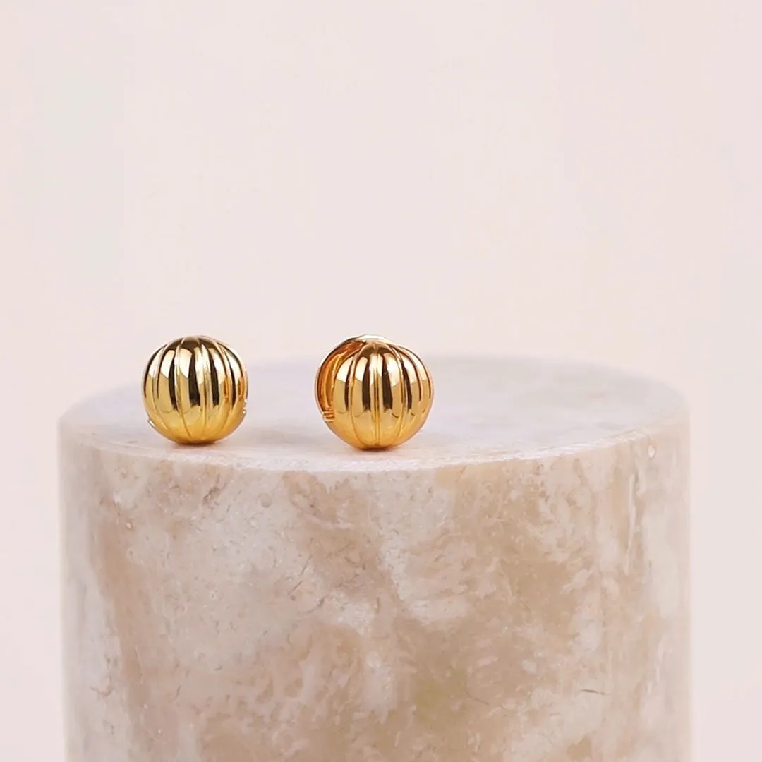 Dome Ripple Gold 11mm Earrings