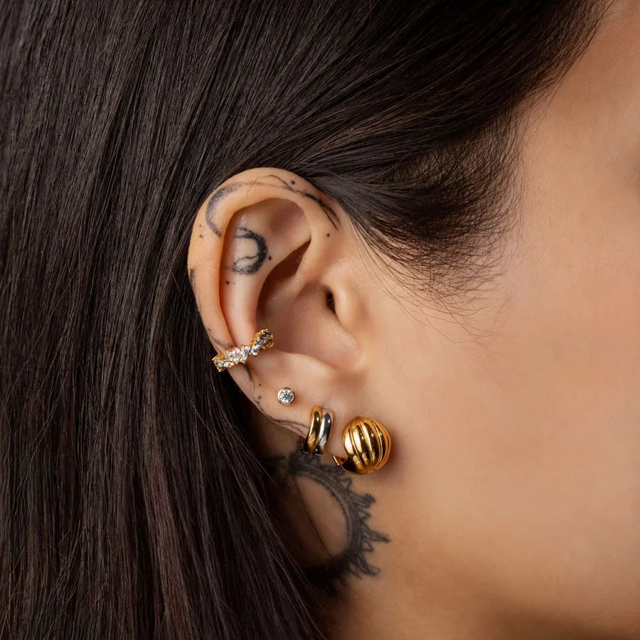 Dome Ripple Gold 11mm Earrings