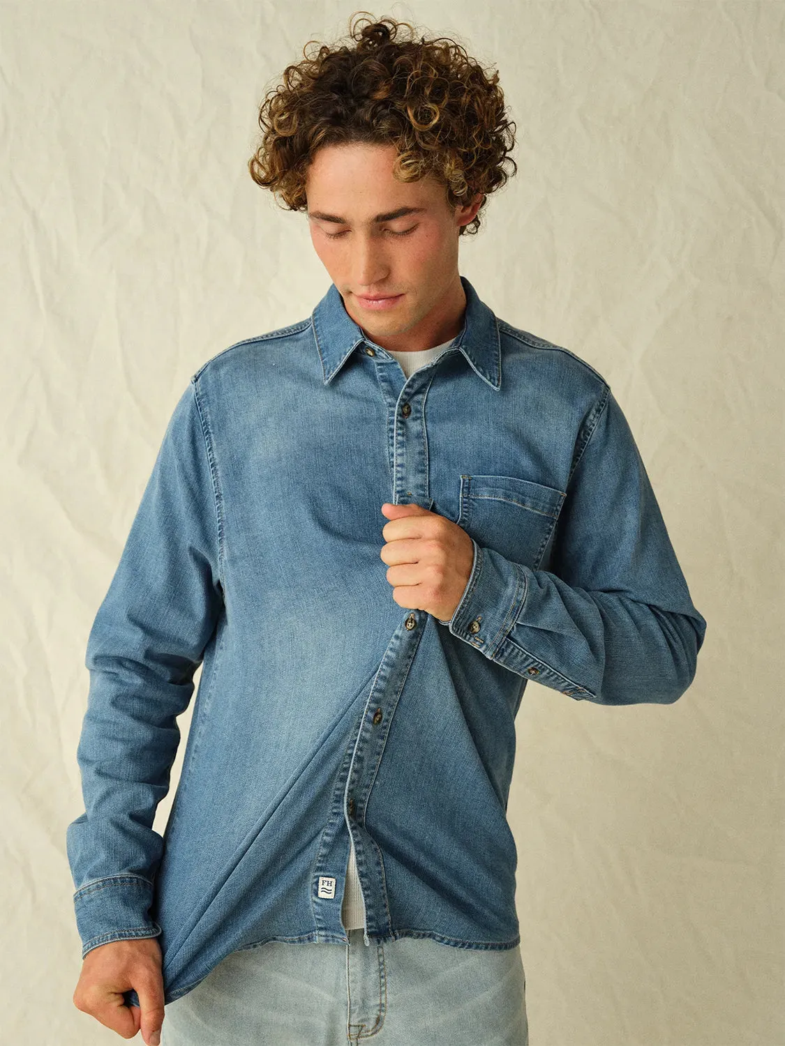 Driftwood Stretch Denim Shirt | Medium Denim Wash