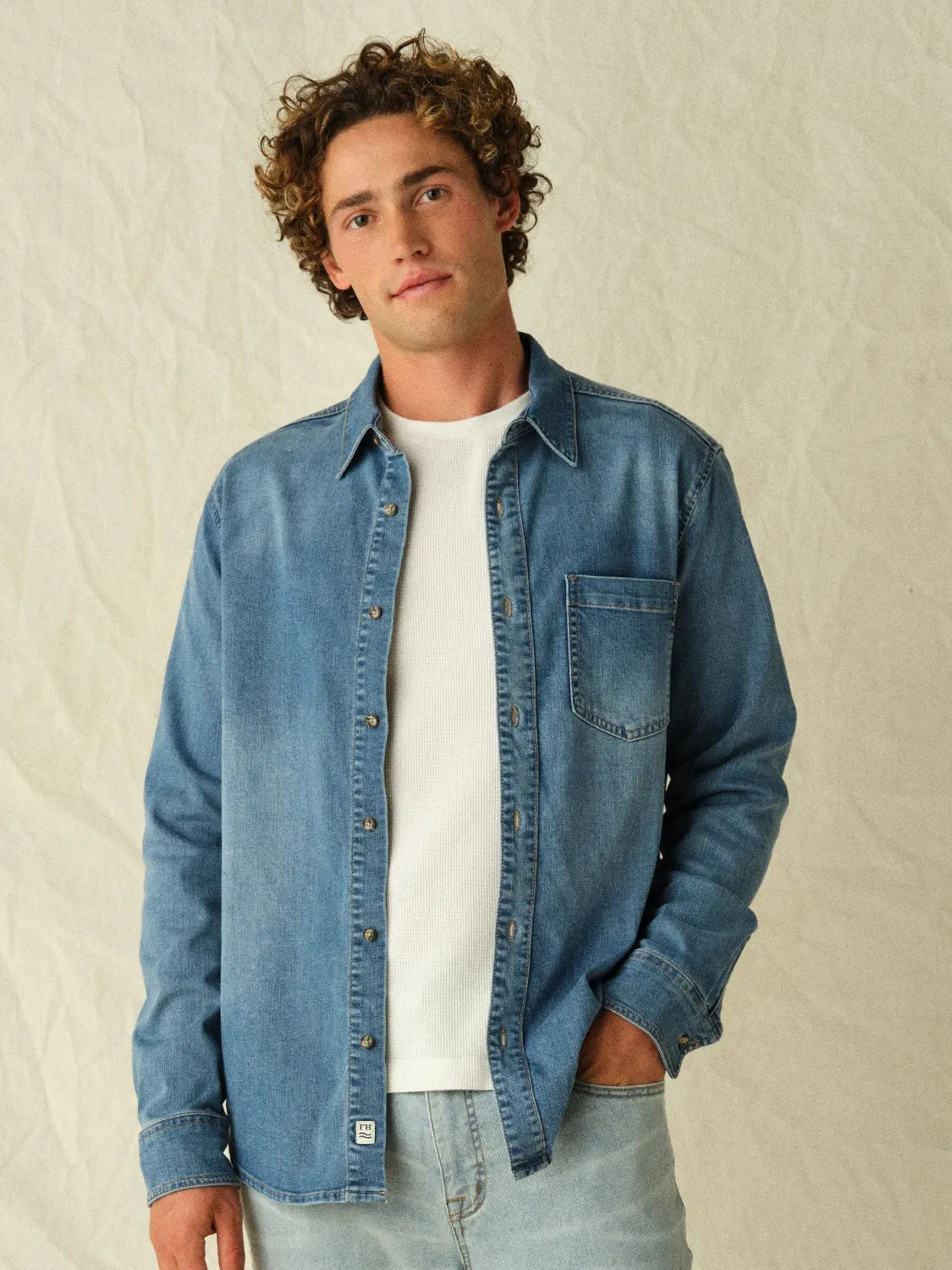 Driftwood Stretch Denim Shirt | Medium Denim Wash