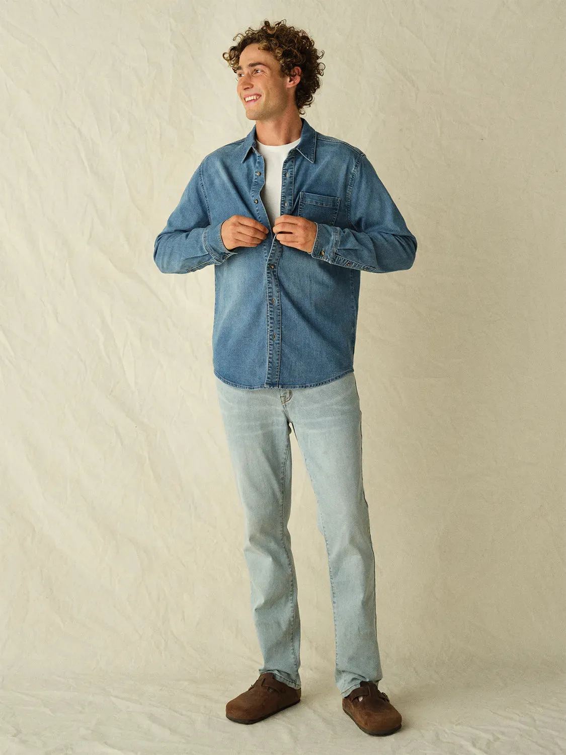 Driftwood Stretch Denim Shirt | Medium Denim Wash