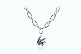 Electro Bunny Necklace (XL) Silver Metal Gray
