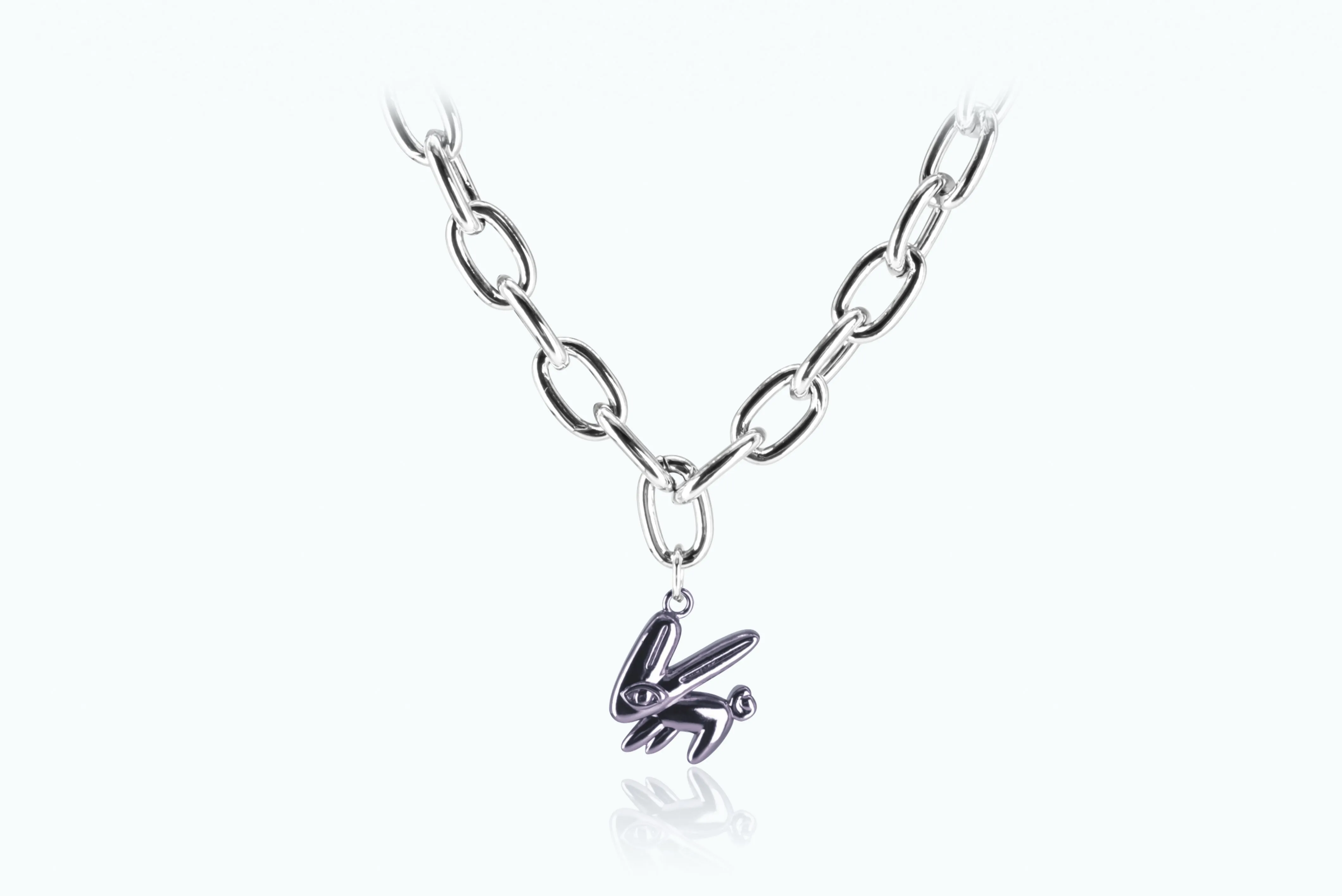 Electro Bunny Necklace (XL) Silver Metal Gray