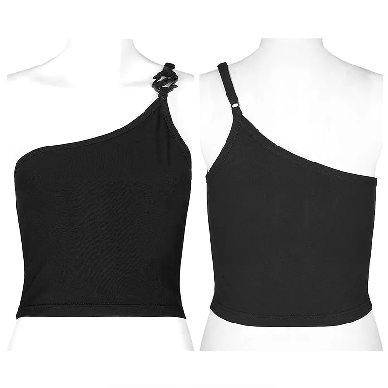 Elegant Dark Asymmetric Crop Top