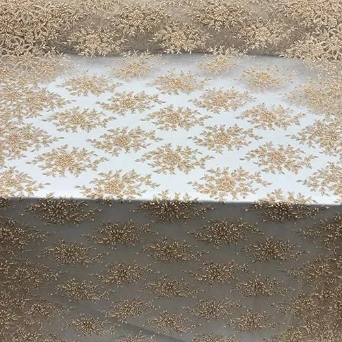 Embroidered Mesh Floral Beaded Lace Wedding Fabric