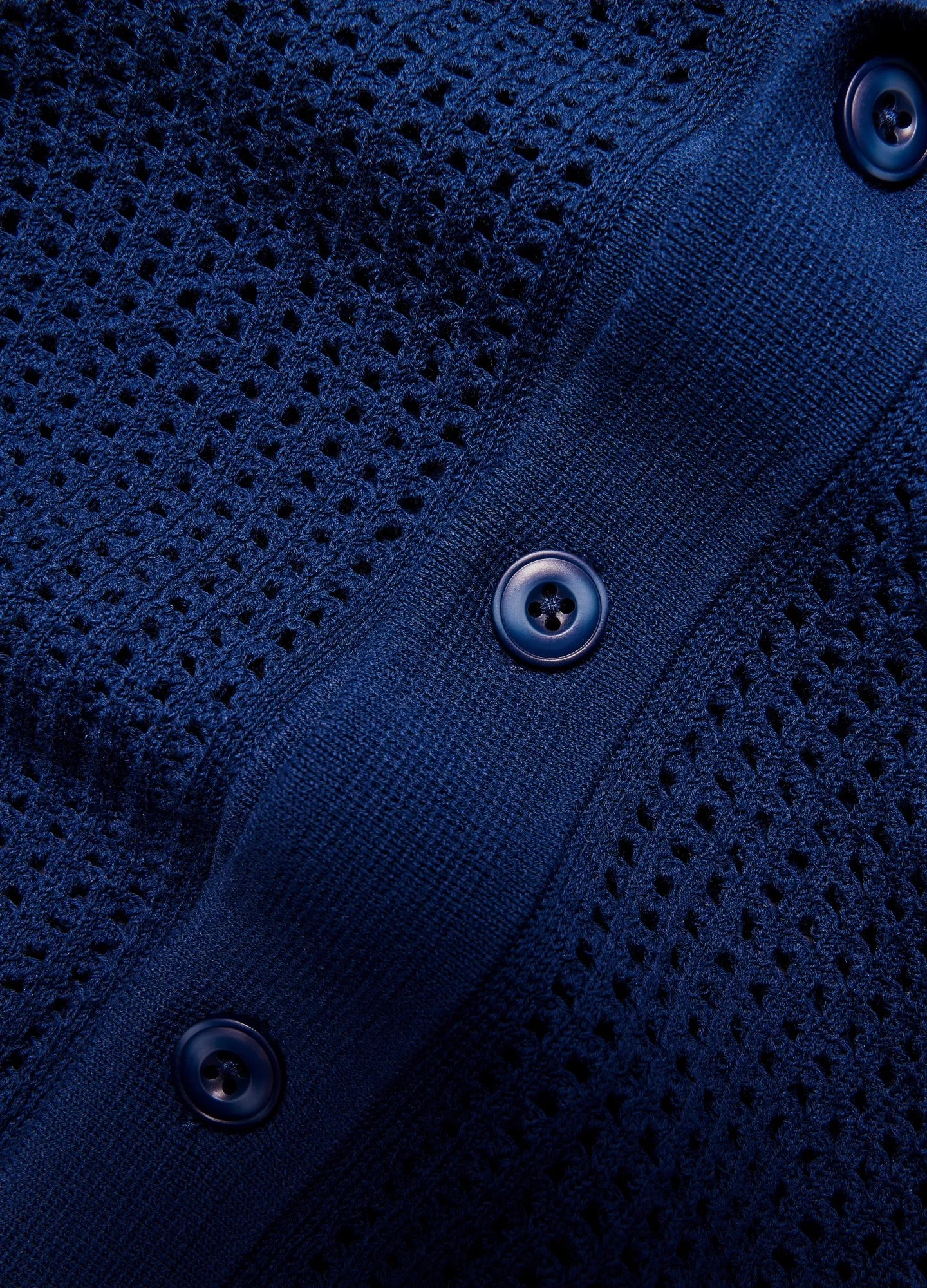 Eyelet Mesh Knit Shirt Delft Blue
