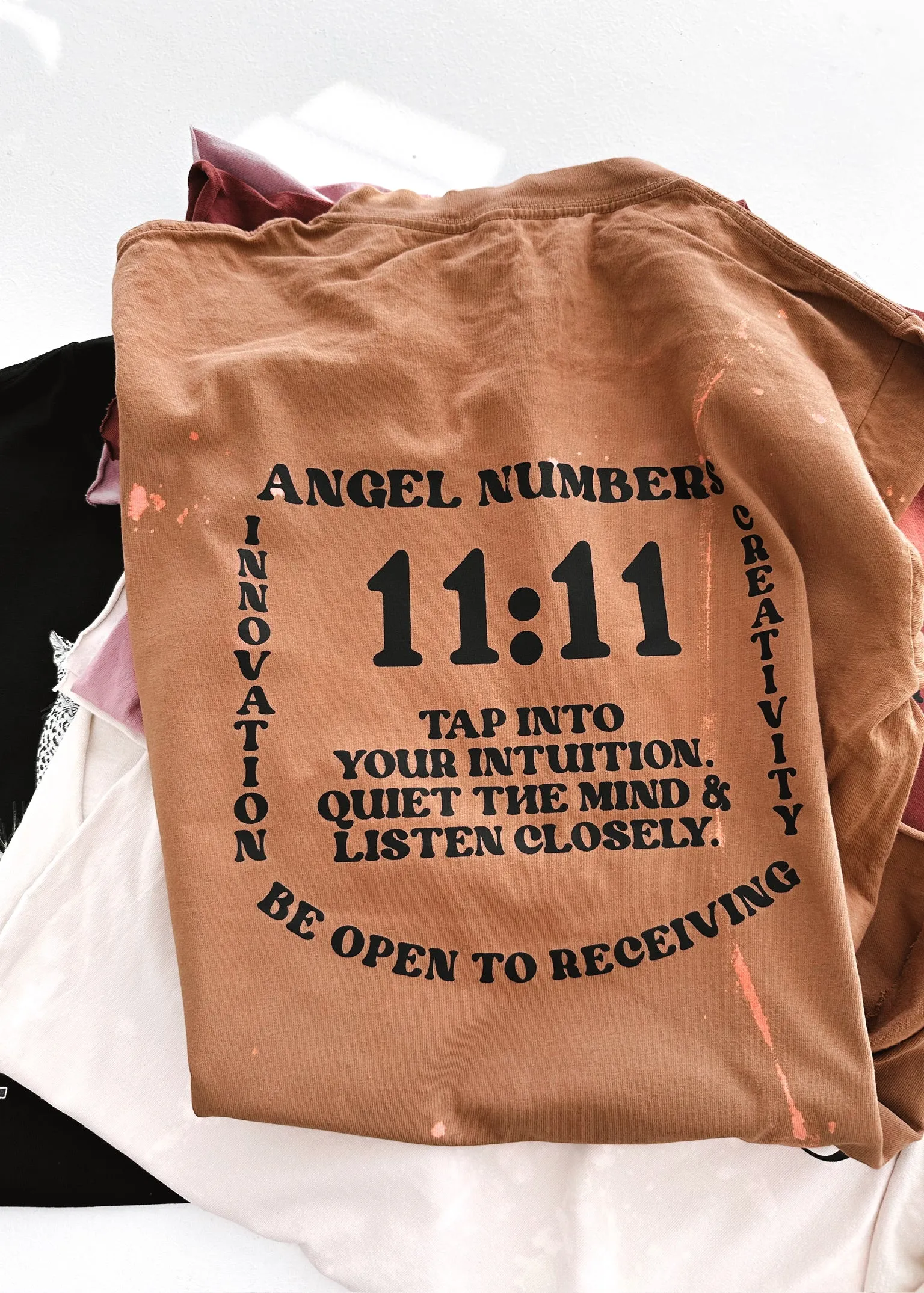 FINAL SALE: 11:11 ANGEL NUMBERS BLEACHED OUT SIDE SLIT TEE