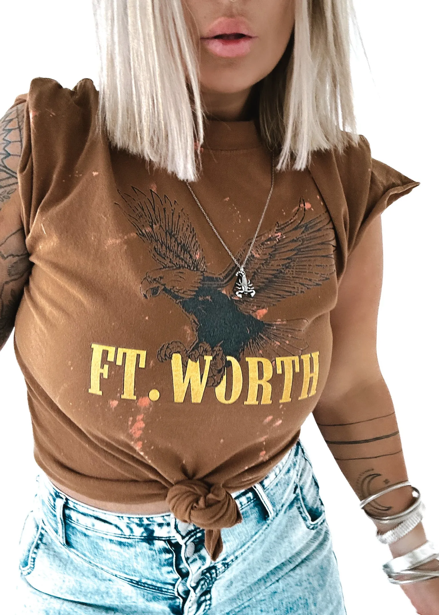 FINAL SALE: FT. WORTH BLEACHED OUT SIDE SLIT TEE