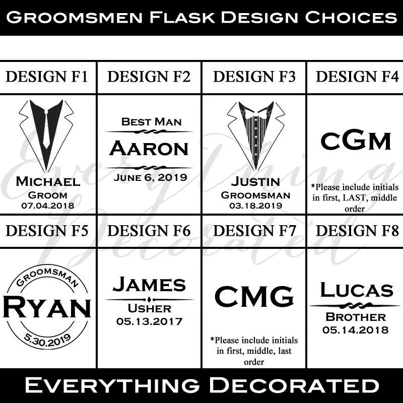 Flask - 6 Piece Black Flask Set