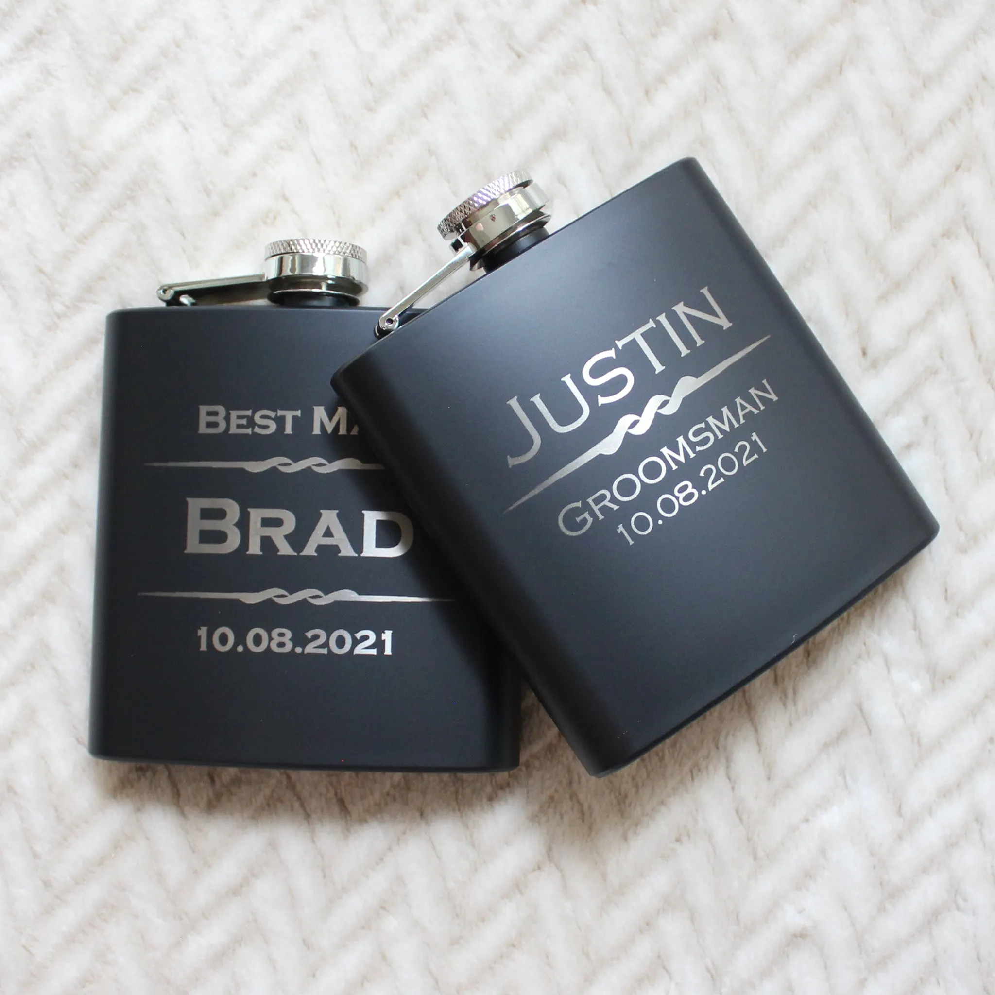 Flask - 6 Piece Black Flask Set