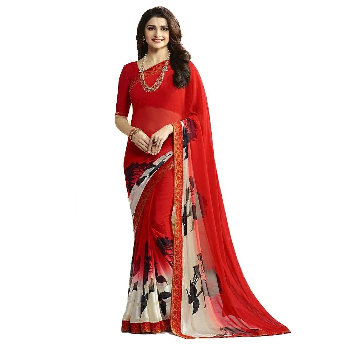 Floral Printed Georgette Saree